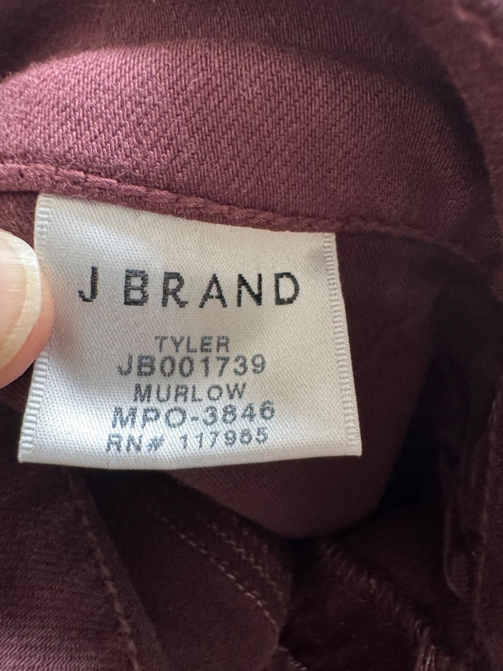 J Brand Tyler Murlow Burgundy Skinny Jeans Size 29 - Picture 8 of 9